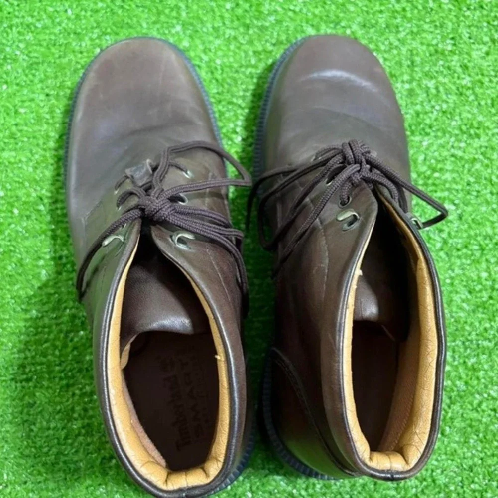 Timberland Leather Chukka Lace Up Boots Brown Size 9.5M‎ Smart Comfort Shoes